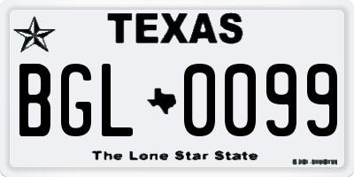 TX license plate BGL0099
