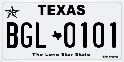 TX license plate BGL0101