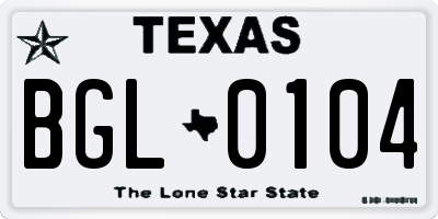 TX license plate BGL0104