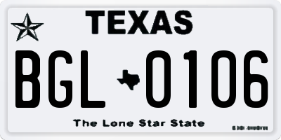 TX license plate BGL0106