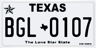 TX license plate BGL0107