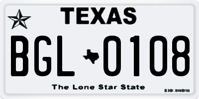 TX license plate BGL0108