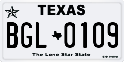 TX license plate BGL0109