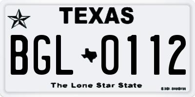 TX license plate BGL0112