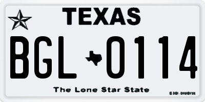 TX license plate BGL0114