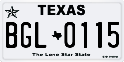 TX license plate BGL0115