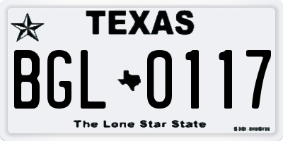 TX license plate BGL0117