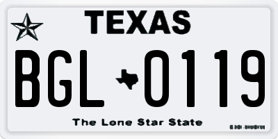 TX license plate BGL0119