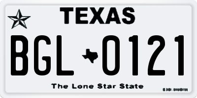 TX license plate BGL0121