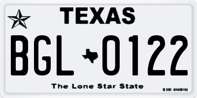 TX license plate BGL0122