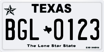 TX license plate BGL0123