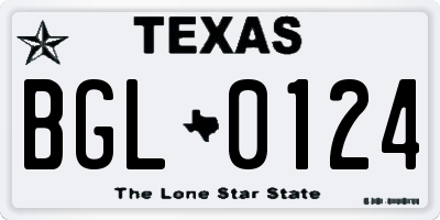 TX license plate BGL0124