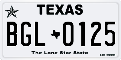 TX license plate BGL0125