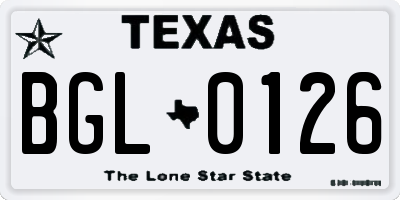 TX license plate BGL0126