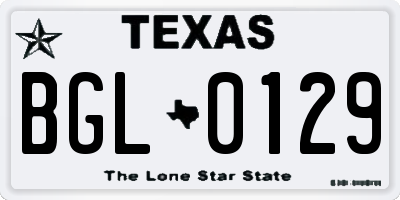 TX license plate BGL0129