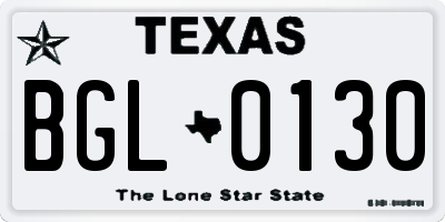 TX license plate BGL0130
