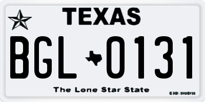 TX license plate BGL0131
