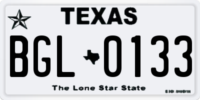 TX license plate BGL0133