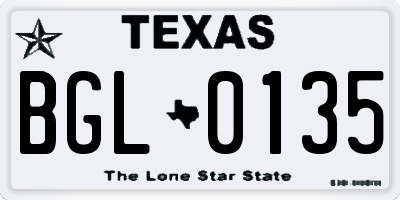 TX license plate BGL0135