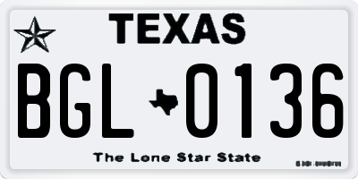 TX license plate BGL0136