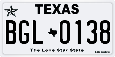 TX license plate BGL0138