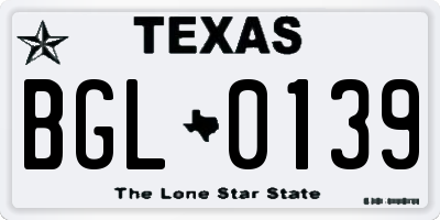 TX license plate BGL0139