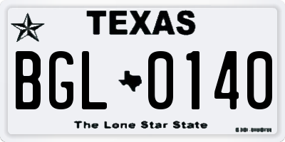 TX license plate BGL0140