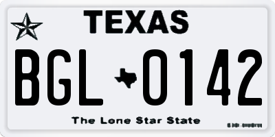 TX license plate BGL0142