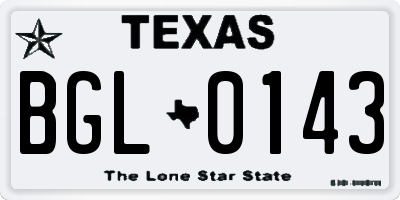 TX license plate BGL0143
