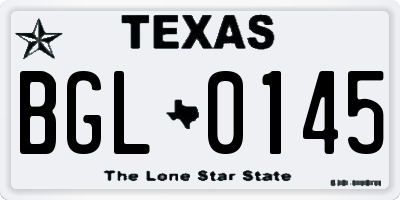 TX license plate BGL0145