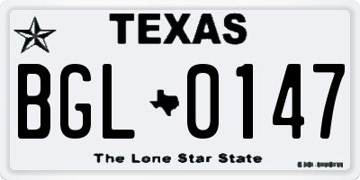 TX license plate BGL0147