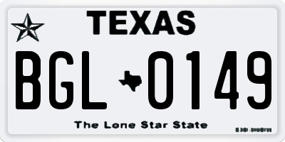 TX license plate BGL0149