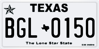 TX license plate BGL0150