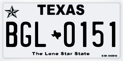 TX license plate BGL0151
