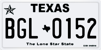 TX license plate BGL0152
