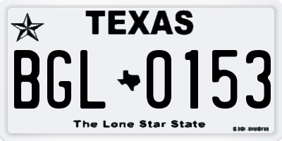 TX license plate BGL0153