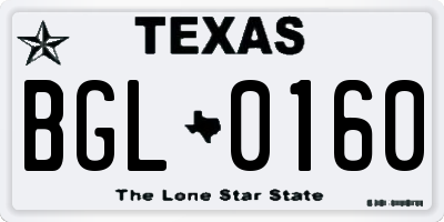 TX license plate BGL0160
