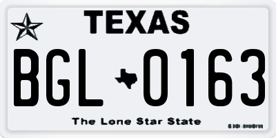 TX license plate BGL0163