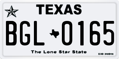 TX license plate BGL0165