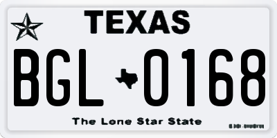 TX license plate BGL0168