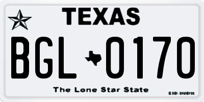 TX license plate BGL0170