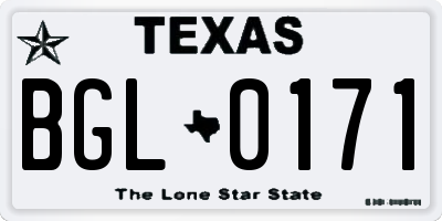TX license plate BGL0171