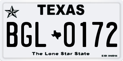 TX license plate BGL0172