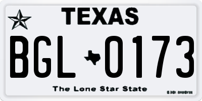 TX license plate BGL0173