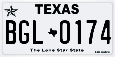 TX license plate BGL0174