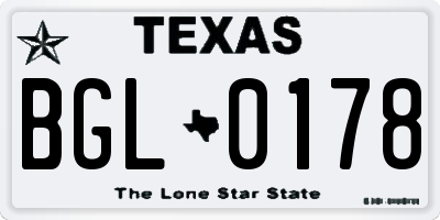 TX license plate BGL0178