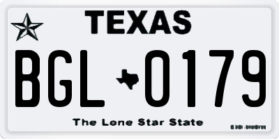 TX license plate BGL0179