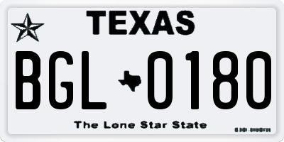 TX license plate BGL0180