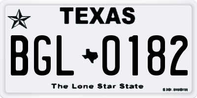TX license plate BGL0182