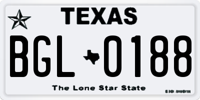 TX license plate BGL0188